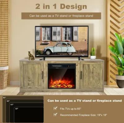 Hivvago 58 Inch TV Stand with 1500W Faux Fireplace for TVs up to 65 Inch