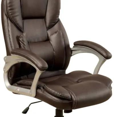 Leatherette Metal Frame Swivel Office Chair with Armrests