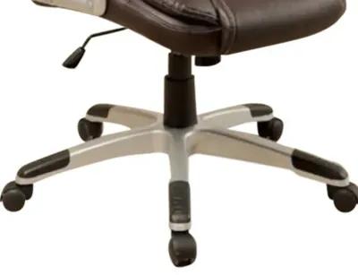 Leatherette Metal Frame Swivel Office Chair with Armrests