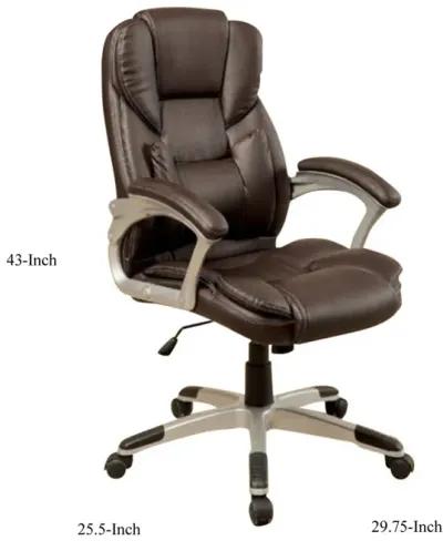 Leatherette Metal Frame Swivel Office Chair with Armrests