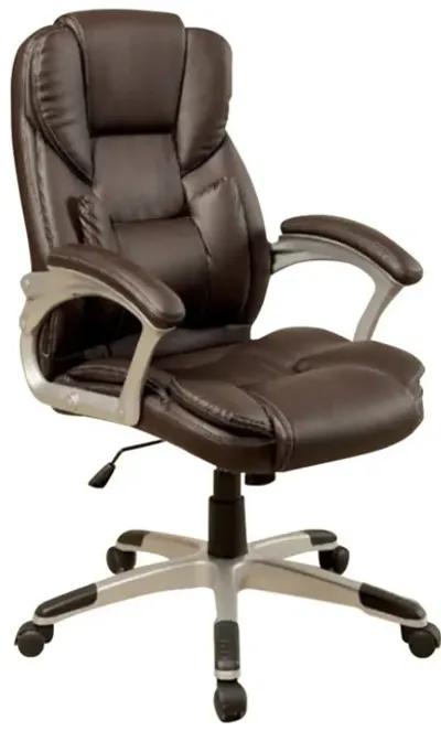 Leatherette Metal Frame Swivel Office Chair with Armrests