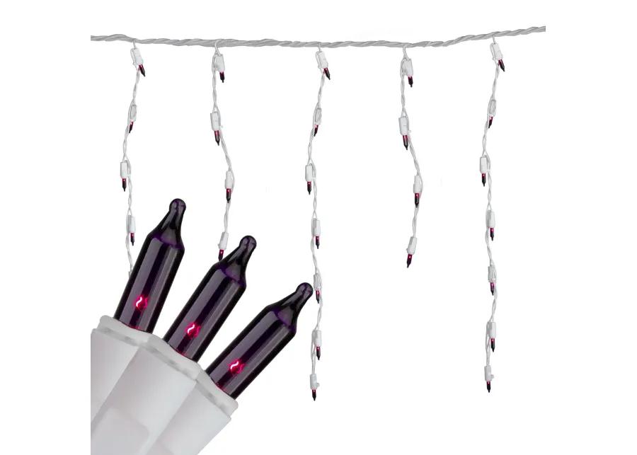 Set of 100 Purple Mini Icicle Christmas Lights - 7.8ft White Wire