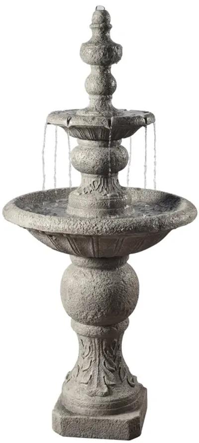 Teamson Home Outdoor Icy Stone 2-Tier Waterfall Fountain, Gray