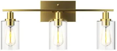 3-Light Modern Bathroom Wall Sconce with Clear Glass Shade-Golden