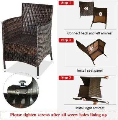 Hivvago 3 Pieces Ergonomic Wicker Patio Conversation Set