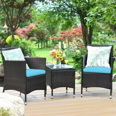 Hivvago 3 Pieces Ergonomic Wicker Patio Conversation Set