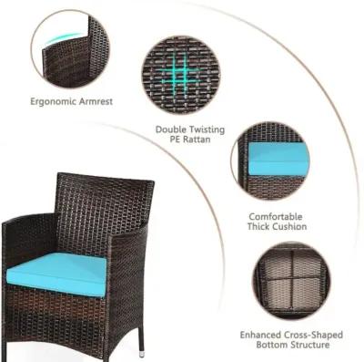 Hivvago 3 Pieces Ergonomic Wicker Patio Conversation Set