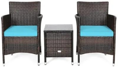 Hivvago 3 Pieces Ergonomic Wicker Patio Conversation Set