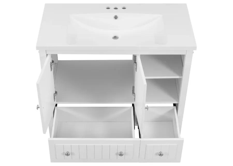 Merax Painted Finish 36" Bathroom Vanity with Ceramic Basin