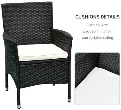 Alfresco Dining Pair: Dark Coffee Stackable Rattan Chairs with Cushions