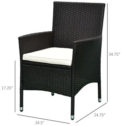 Alfresco Dining Pair: Dark Coffee Stackable Rattan Chairs with Cushions