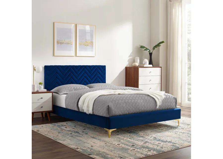 Modway - Leah Chevron Tufted Performance Velvet Queen Platform Bed