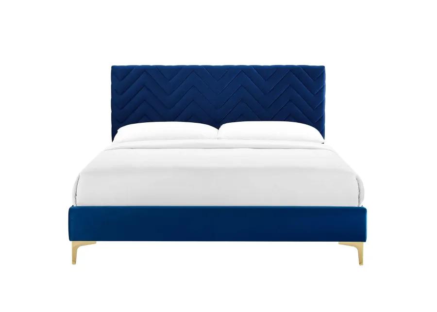 Modway - Leah Chevron Tufted Performance Velvet Queen Platform Bed