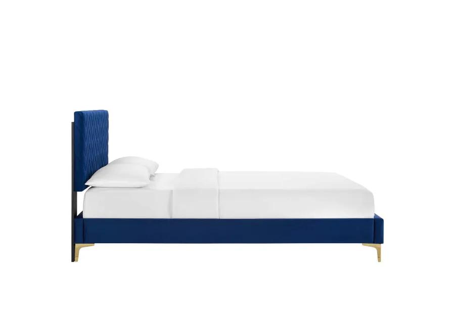 Modway - Leah Chevron Tufted Performance Velvet Queen Platform Bed