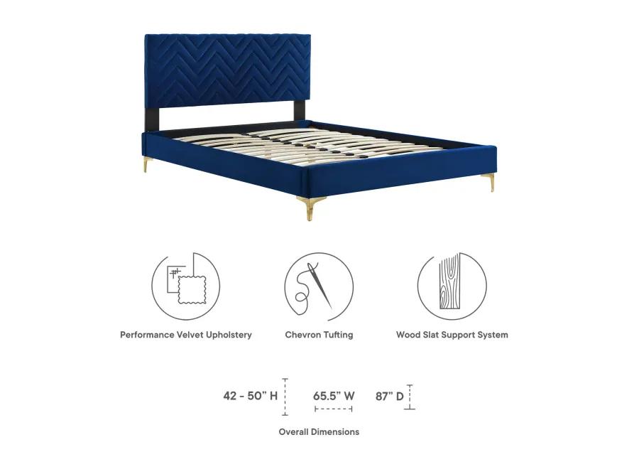 Modway - Leah Chevron Tufted Performance Velvet Queen Platform Bed