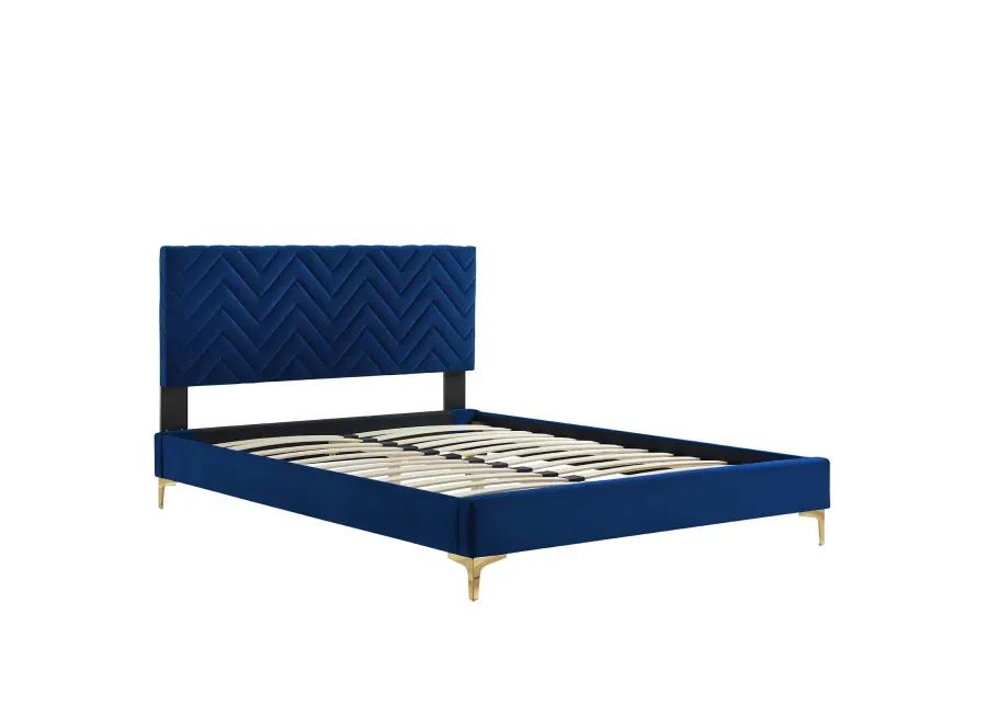 Modway - Leah Chevron Tufted Performance Velvet Queen Platform Bed