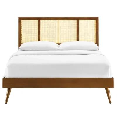 Modway - Kelsea Cane and Wood Full Platform Bed with Splayed Legs