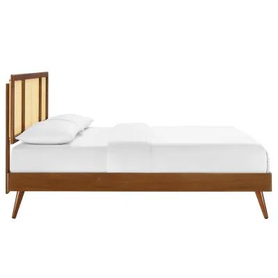 Modway - Kelsea Cane and Wood Full Platform Bed with Splayed Legs