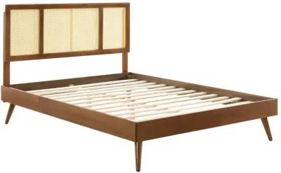 Modway - Kelsea Cane and Wood Full Platform Bed with Splayed Legs