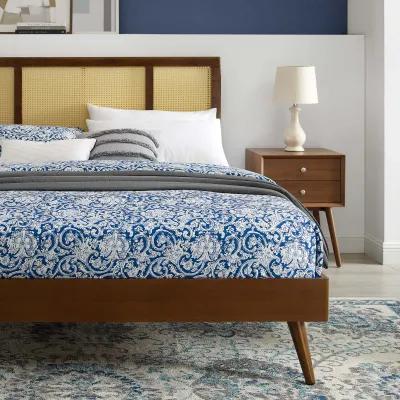 Modway - Kelsea Cane and Wood Full Platform Bed with Splayed Legs