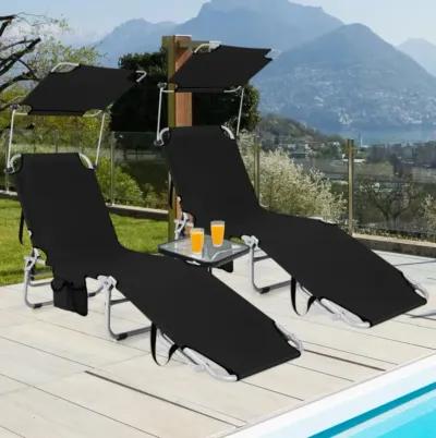 Hivvago Set of 2 Portable Reclining Chair with 5 Adjustable Positions-Black