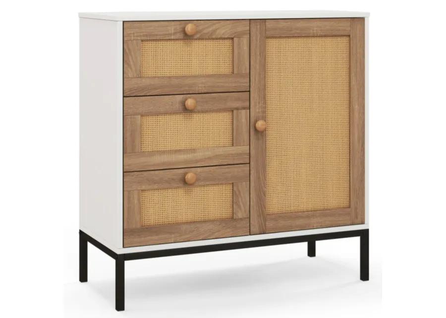 Hivvago Rattan Sideboard Buffet Cabinet with 1 Door and 3 Drawers