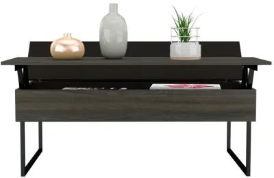 Kaskade Lift Top Coffee Table, Two Legs, Two  Shelves -Espresso / Black