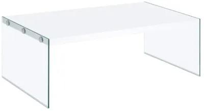 Coaster Opal Rectangular Coffee Table With Clear Glass Legs White High Gloss