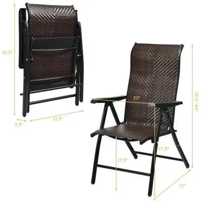 Patio Rattan Folding Chair with Armrest