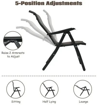 Patio Rattan Folding Chair with Armrest