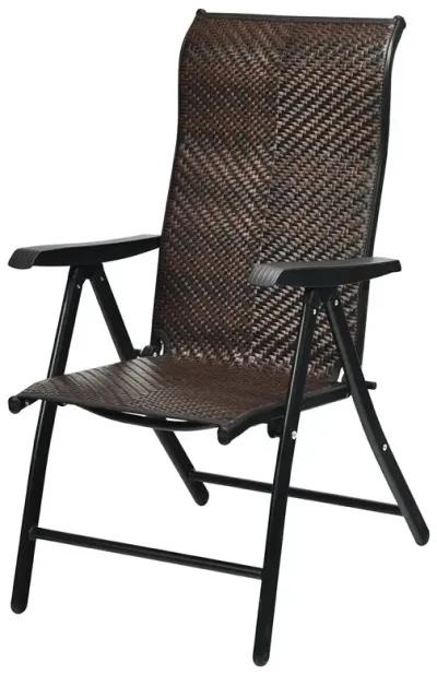 Patio Rattan Folding Chair with Armrest