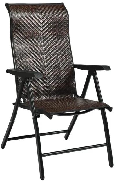 Patio Rattan Folding Chair with Armrest