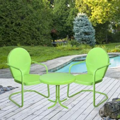 3-Piece Retro Metal Tulip Chairs and Side Table Outdoor Set Lime Green