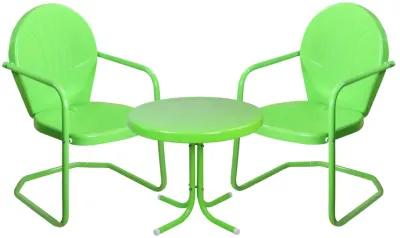 3-Piece Retro Metal Tulip Chairs and Side Table Outdoor Set Lime Green