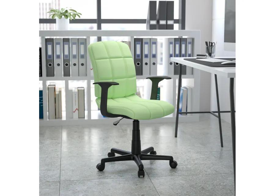 Clayton Mid-Back Quilted Vinyl Swivel Task Office Chair with Arms