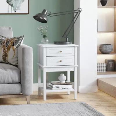 White Side Storage: Modern Sofa Table with Drawers for Living Room