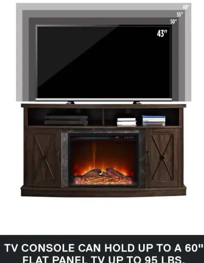 Barrow Creek Electric Fireplace Space Heater TV Stand for TVs up to 60"