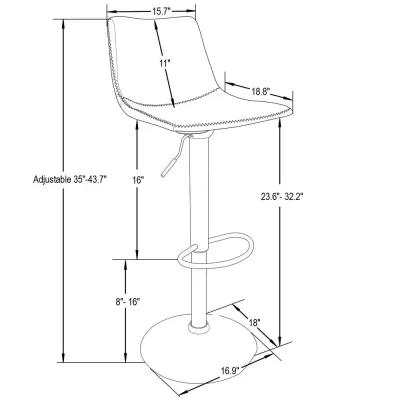 LeisureMod Tilbury Modern Adjustable Bar Stool With Footrest & 360-Degree Swivel