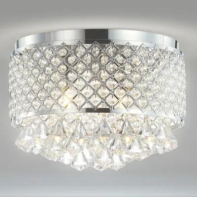 Evelyn 3-Light Crystal Drops/Metal LED Flush Mount