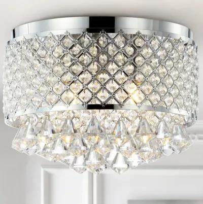 Evelyn 3-Light Crystal Drops/Metal LED Flush Mount