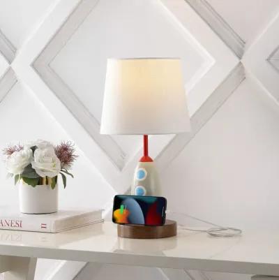 Houston Coastal Style Iron/Resin Rocket LED Kids' Table Lamp with Phone Stand and USB Charging Port