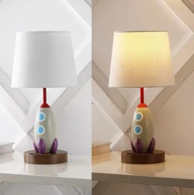 Houston Coastal Style Iron/Resin Rocket LED Kids' Table Lamp with Phone Stand and USB Charging Port