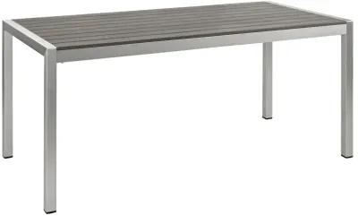 Modway - Shore Outdoor Patio Aluminum Dining Table Silver Gray