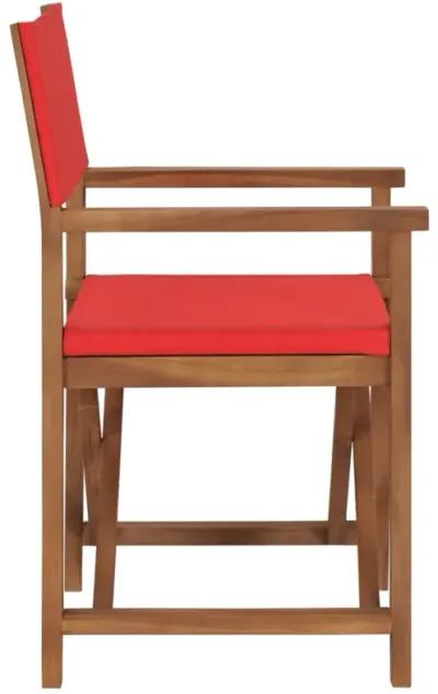 vidaXL Director's Chair Solid Teak Wood Red