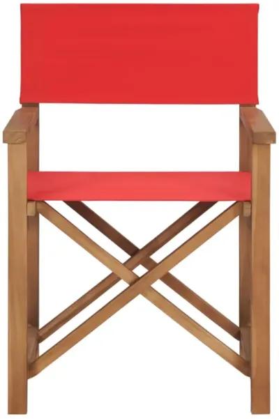 vidaXL Director's Chair Solid Teak Wood Red