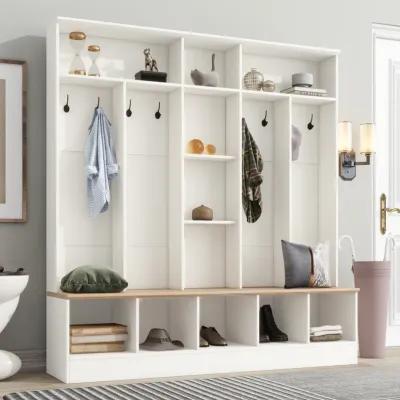 Merax Minimalist Hall Tree with Storage Bench