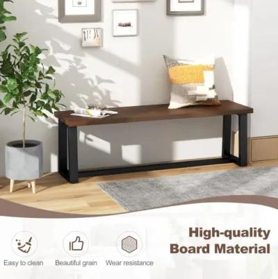 Hivvago Wood Dining Bench with Metal Frame and Adjustable Footpads-Coffee