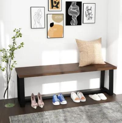 Hivvago Wood Dining Bench with Metal Frame and Adjustable Footpads-Coffee