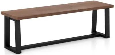 Hivvago Wood Dining Bench with Metal Frame and Adjustable Footpads-Coffee