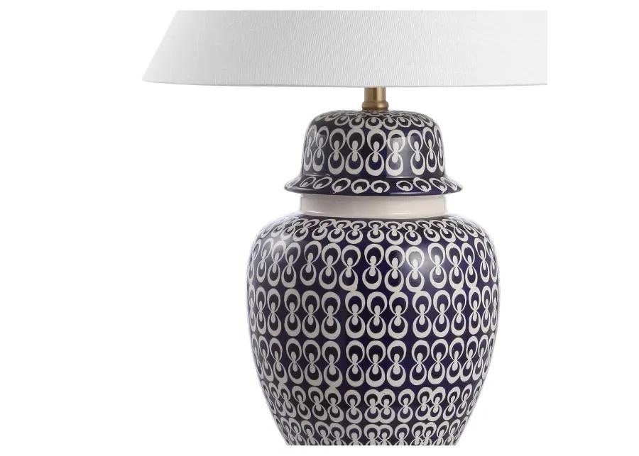 Tegola 28.5" Ceramic/Iron Coastal Modern LED Table Lamp,Navy